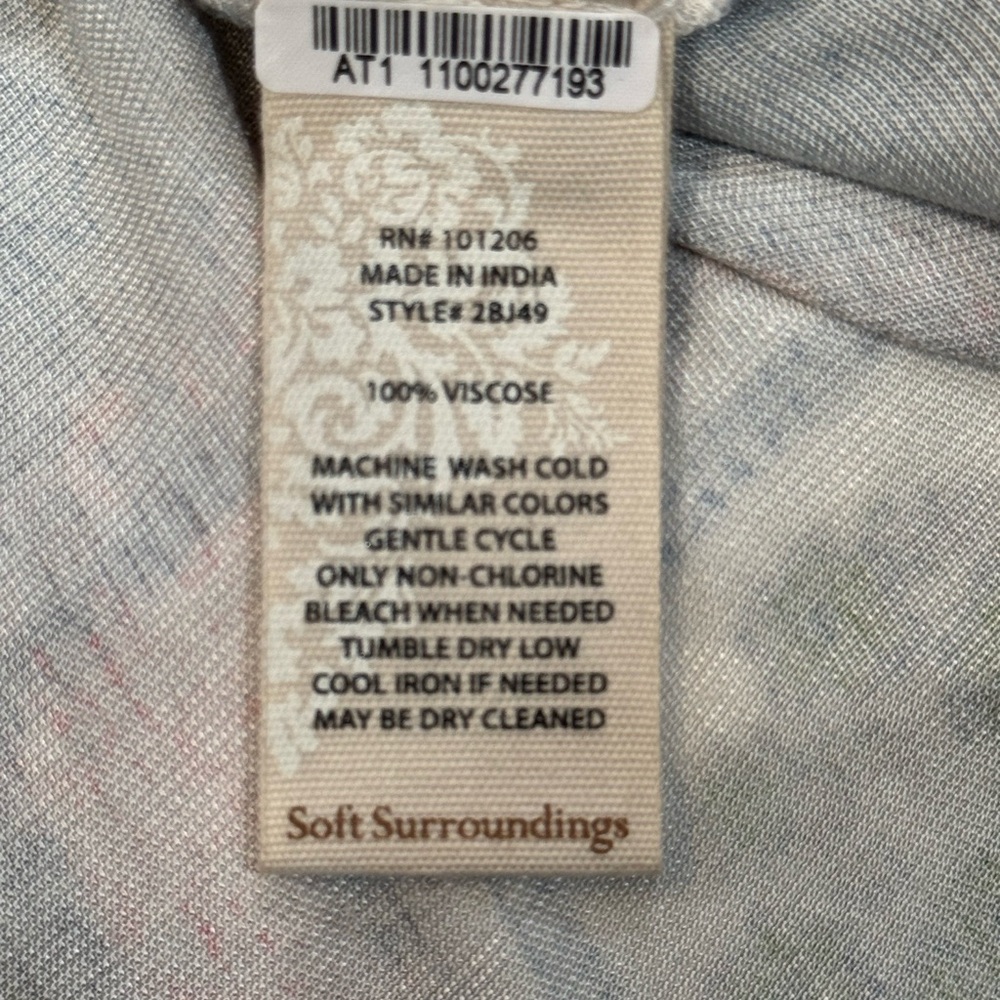 Soft Surroundings Floral Patchwork Tunic Top in Blue, Cream, Orange - Picture 9 of 9